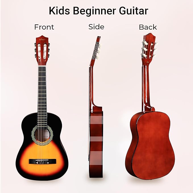 ADM Beginner Acoustic Classical Guitar Nylon Strings Wooden Guitar Bundle Kit for Kid Boy Girl Student Youth Guitarra Online Lessons with Gig Bag, Strap, Tuner, Strings, Picks (34 Inch, Sunburst)-CubbioJoy