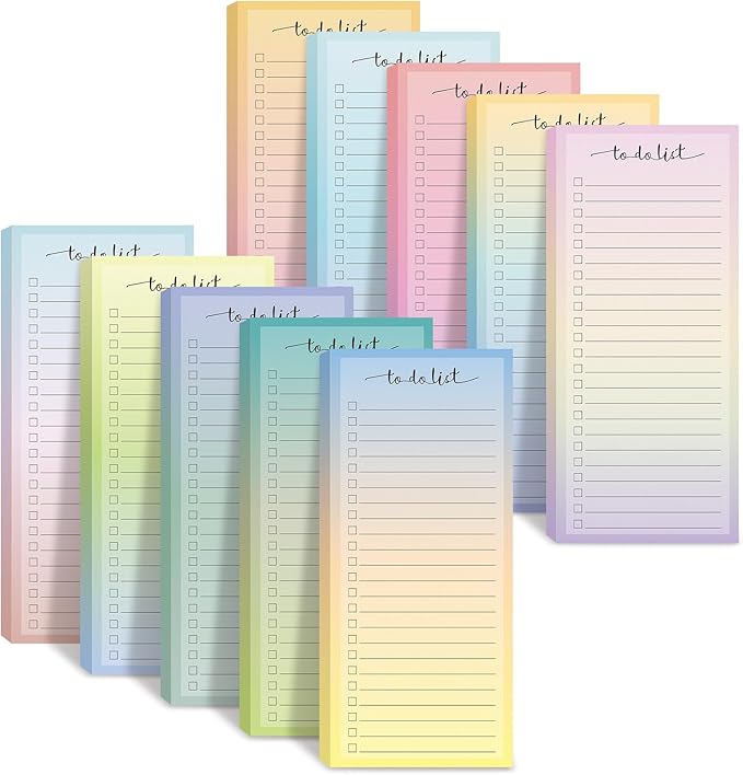 Censen 10 Pack 500 Sheets To Do List Notes Daily Checklist Notepads with 50 Sheets Each Undated Color Memo Pad Block Shopping List Pad Weekly Plan Notepad Organizer Planners(Vivid Color,Lined)-CubbioJoy