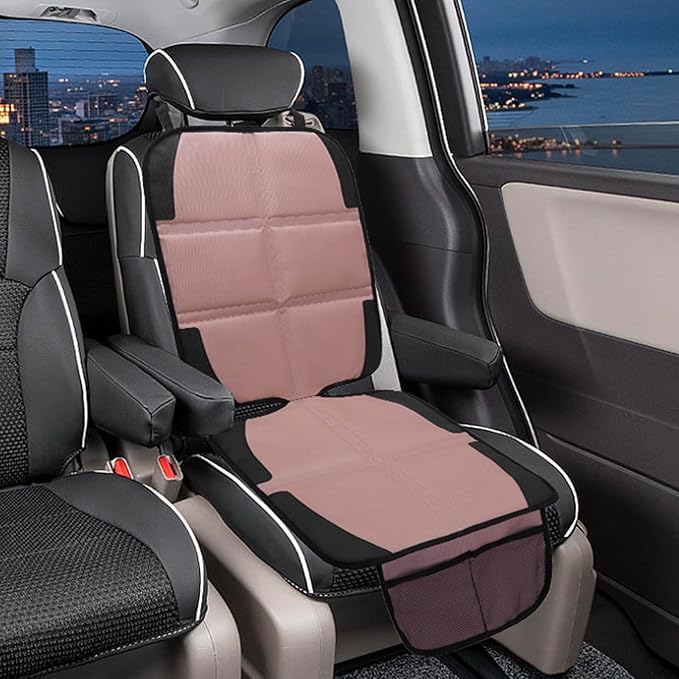 Car Seat Protector for Child, 2 Pack Baby Covers with Mesh Pockets & Non-Slip Backing 600D Durable Under Seat for Back (Rose Gold, Standard)-CubbioJoy