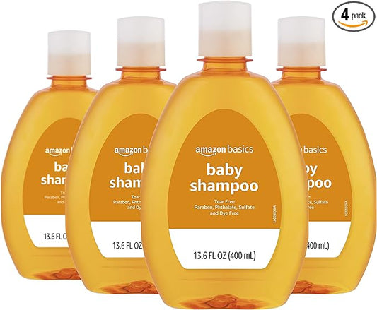 Amazon Basics Tear-Free Baby Shampoo, 13.6 Fluid Ounce, 4-Pack (Previously Solimo)-CubbioJoy