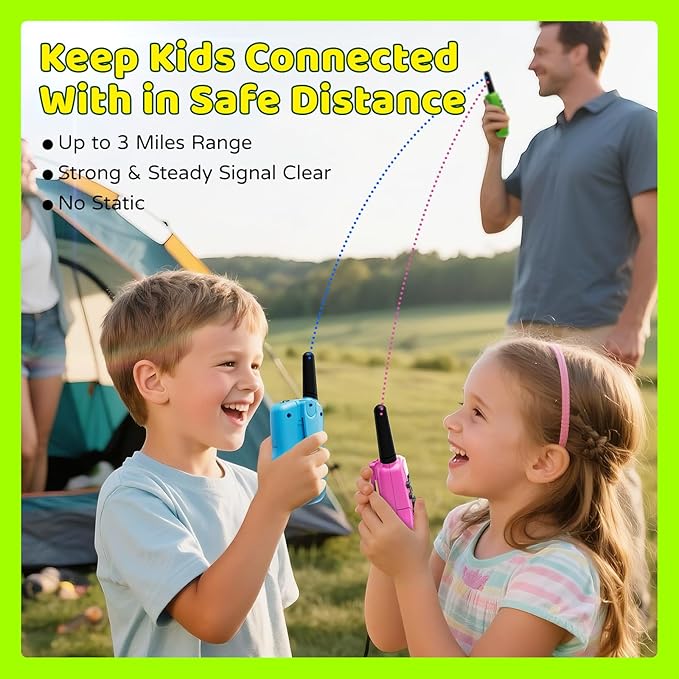 BATURU Walkie Talkies for Kids 3 Miles Long Range, Battery-Saving Walkie Talkie, 22 Channels Kids Walkie Talkies 3 Pack, Outdoor Camping Toys for Girls Boys Age 5-10, Stocking Stuffers for Girls Boys-CubbioJoy