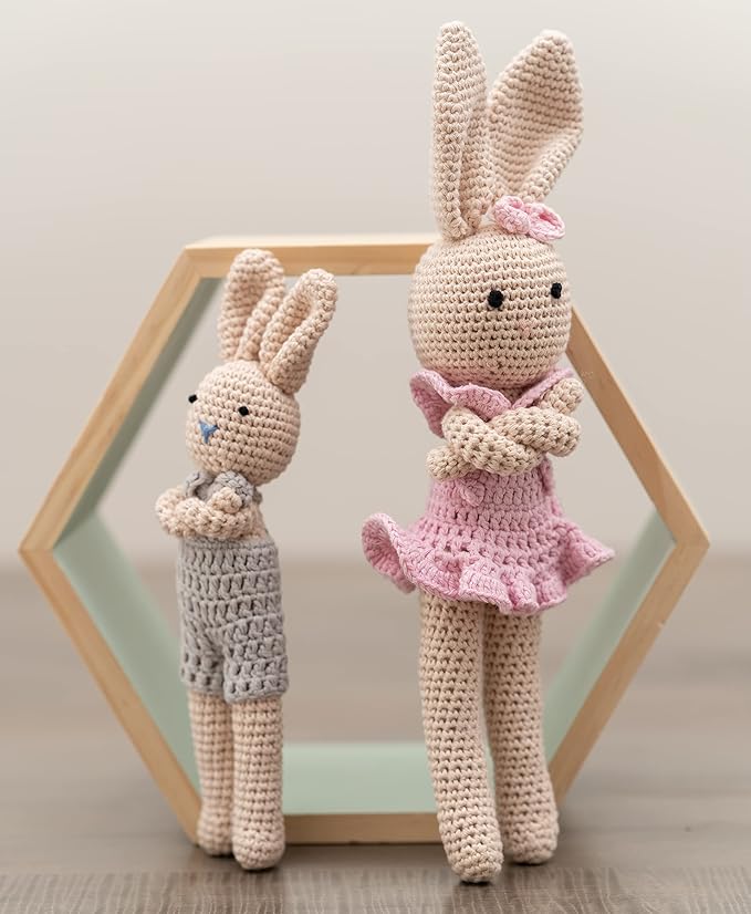 Bunny Family Mom, Handmade Crochet Plushie Doll, Amigurumi, Baby/Toddler Doll-CubbioJoy