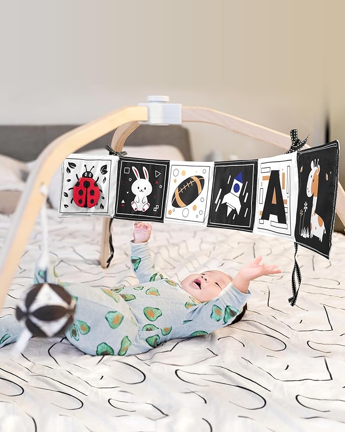 Infinno High Contrast Baby Toys for Newborn, Tummy Time Mirror Black and White Toys for 0-6 Months, Visual Sensory for Infant 0-3-6 Months, Newborn Baby Registry Essential Stuffers-CubbioJoy