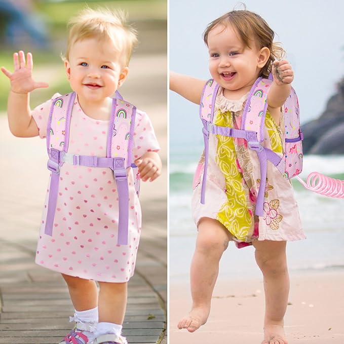 Accmor Toddler Backpack Leash, Cute Unicorn Baby Backpacks with Anti Lost Wrist Link, Mini Kids Backpack Leash Walking Harness for Outdoor Travel, Small Backpack Tether for Boys Girls 1-3 (Pink)-CubbioJoy