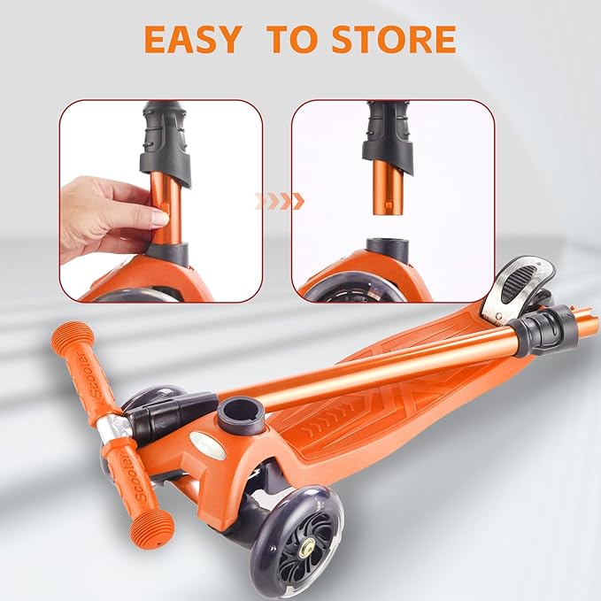 3 Wheel Scooter for Kids Ages 6-12,Kids Scooter with Light Up Wheels, Sturdy Deck Design, and 4 Height Adjustable Suitable for Kid Ages 3-12-CubbioJoy