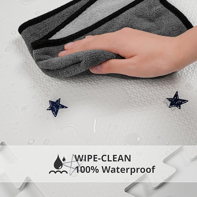 Baby Foam Play Mat, PIGLOG 72x48 Baby Crawling Mat, Floor Mats for Kids for Infants with Interlocking Floor Tiles, Toddler Playmats for Indoor and Outdoor, Easy to Clean Playroom Mats, Star-CubbioJoy