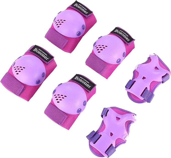 BOSONER Kids/Youth Knee Pads Elbow Pads Wrist Guards Set for 3-15 Years, Child Protective Gear Set for Roller Skates, Cycling, BMX Bike, Skateboard, Inline Skating, Scooter Riding Sports…-CubbioJoy