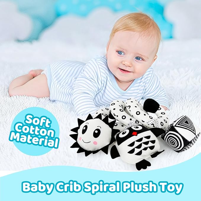 Black and White High Contrast Baby Toys - Sensory Infant Hanging Carseat & Stroller Toy for Newborns 0-6,6-12Months Perfect Easter Birthday & Baby Shower for Babies Boys Girls-CubbioJoy