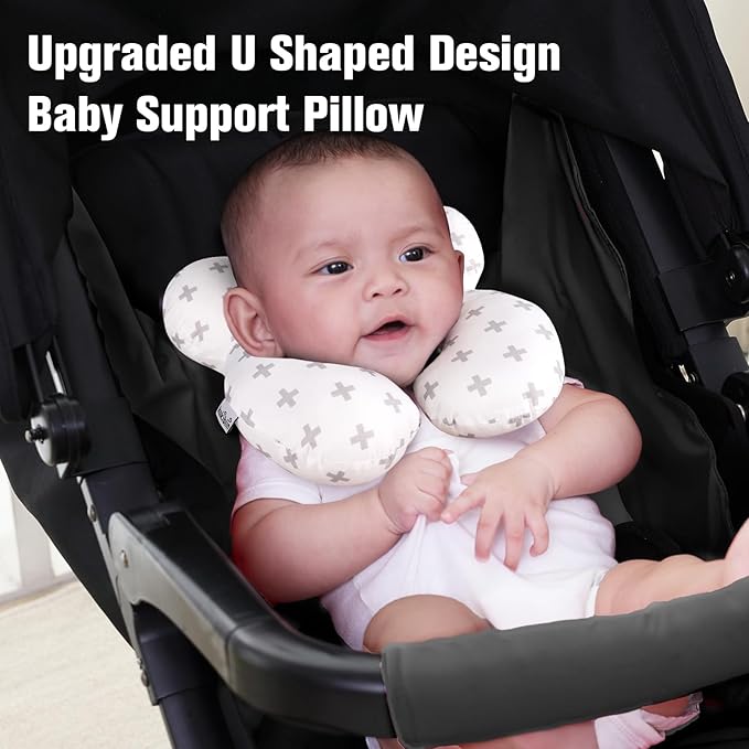 KAKIBLIN Baby Travel Pillow, Baby Neck Pillows for Car Seat, Upgraded Babies Head Pillow, Head and Neck Support Pillow for Car Seat, Pushchair, Travel(Twig)-CubbioJoy
