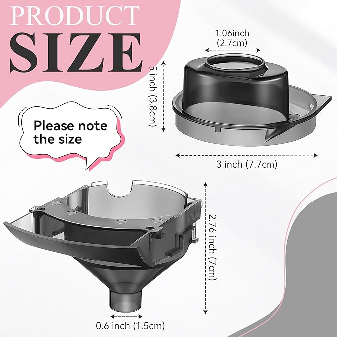 2 Sets Replacement Funnel Compatible with Baby Brezza Replacement Parts Funnel and Cover Baby Formula Dispenser, Grey-CubbioJoy