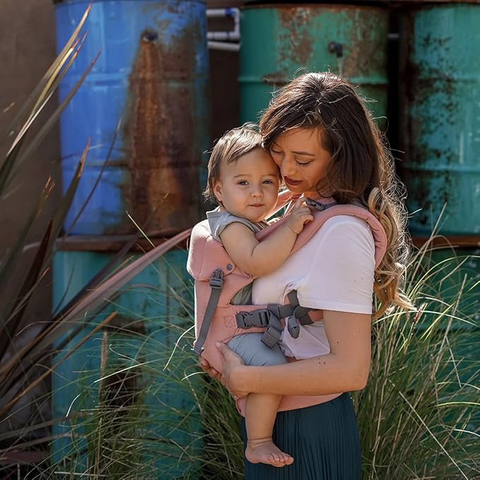 Beco Baby Gemini Newborn to Toddler Carrier - Front, Back and Hip Seat, Backpack & Front With Adjustable Seat, Ergonomic Holder 7-35lbs (Pink Linen)-CubbioJoy