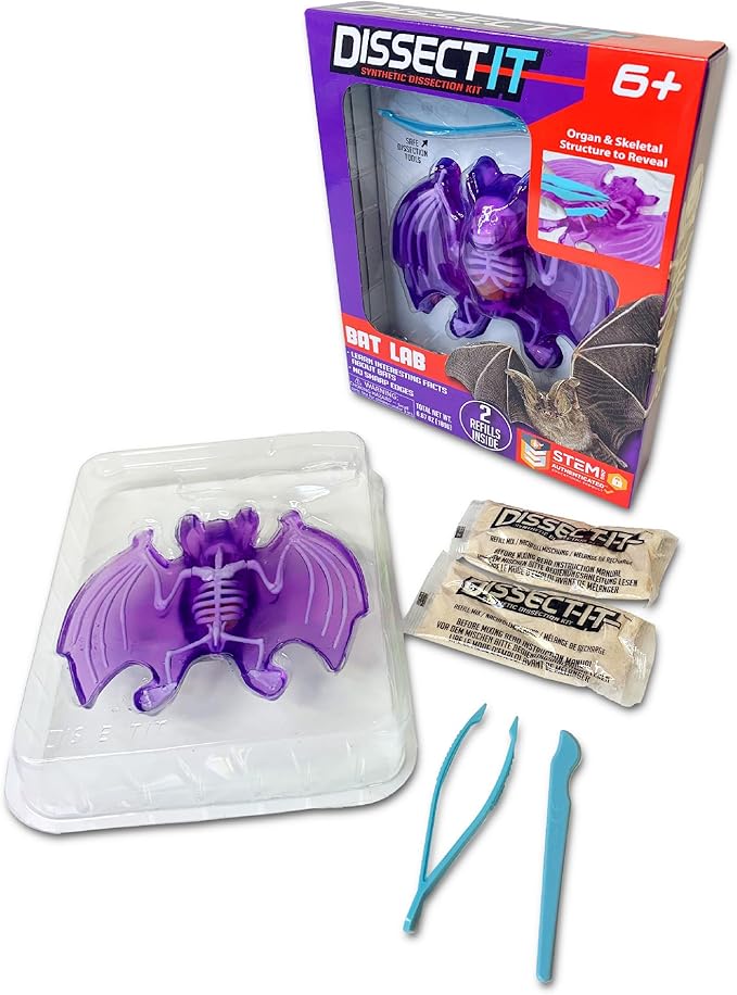 Dissect-It Simulated Synthetic Lab Dissection Toy, STEM Projects for Kids, Animal Science, Biology, and Anatomy Home Learning Kit, Bat-CubbioJoy