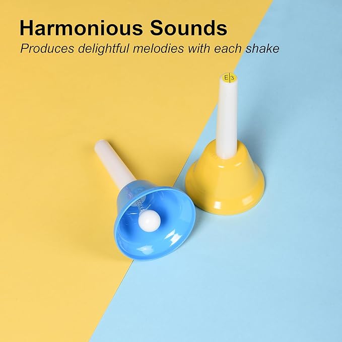 8 Note Hand Bells for Kids Adults, Colorful Merry Handbells Set Musical Instruments-CubbioJoy