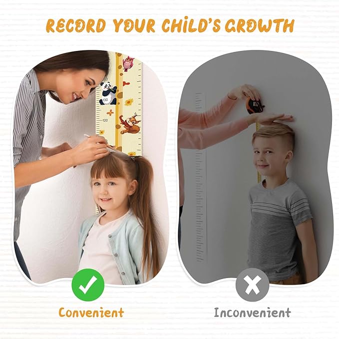 Customize Name Growth Chart Wall, Funny Giraffe Premium Canvas Removable Height Chart for Kids, Height Measurement for Wall, Unisex Kids Room Wall Decor, Measuring Height Charts-CubbioJoy