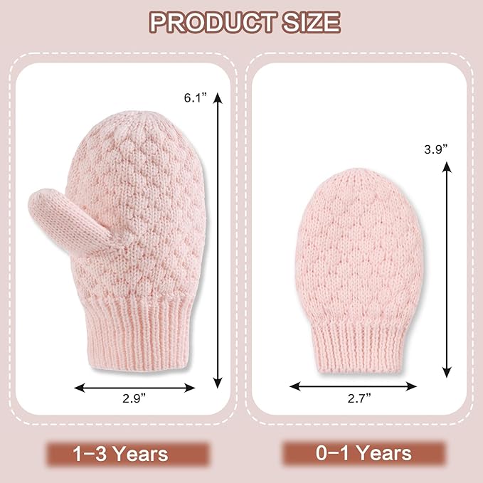 Baby Knit Mittens Toddler Boys Girls Gloves Winter Infant Newborn No Scratch Mitten 0-3 Years-CubbioJoy