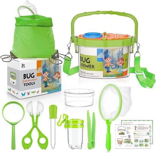 Bug Catcher for Kids - Outdoor Insect Catching Kit with Butterfly Net, Bug Box, and Storage Bag - Non-Toxic Educational Toys for Nature Exploration, for Boys & Girls Ages 3-12-CubbioJoy