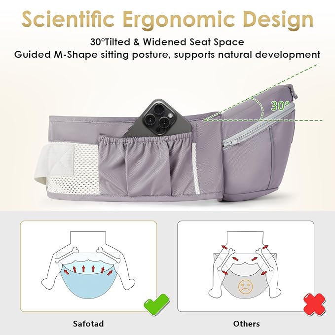 Baby Carrier Newborn to Toddler, Lightweight Ergonomic Baby Hip Seat Carrier Up to 33lbs, Adjustable Extended Waistband Infant Carrier with Breathable Sunshield, Light Grey-CubbioJoy