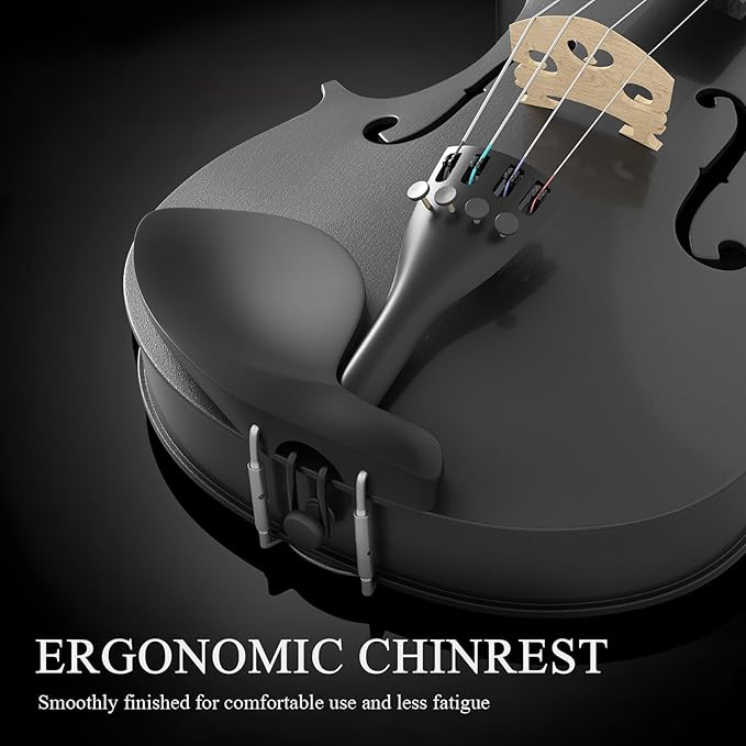 Beginner Violin 4/4, Full Size Violin for Adults, Teens, Student, Acoustic Fiddle Kit with Hard Case, Bow, Rosin, Bridge, Learners Age 12+ (Black)-CubbioJoy