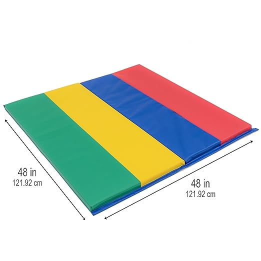 Children's Factory Rainbow Folding Gym Activity Mat, 4 ft x 4 ft, Cushioned Floor Mat for Kids, Daycare Mat-CubbioJoy