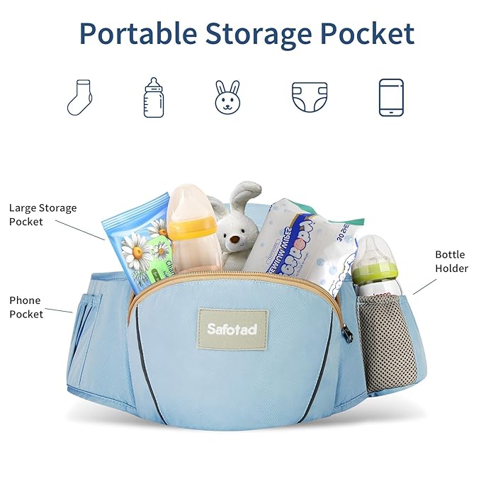 Baby Carrier with Hip Seat,Ergonomic M Position 6in1 Baby Carrier Newborn to Toddler,Head Support and Breathable Mesh Newborn Carrier,Adjustable Baby Holder Carrier for Dad&Mom-Blue-CubbioJoy