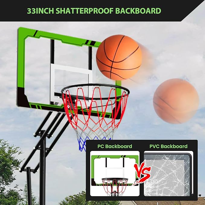 Basketball Hoop Outdoor 10 FT Height Adjustable, Portable Basketball Goals Systems with 45" Backboard for Youth Adults Kids - Backyard, Driveway, Indoor Play-CubbioJoy