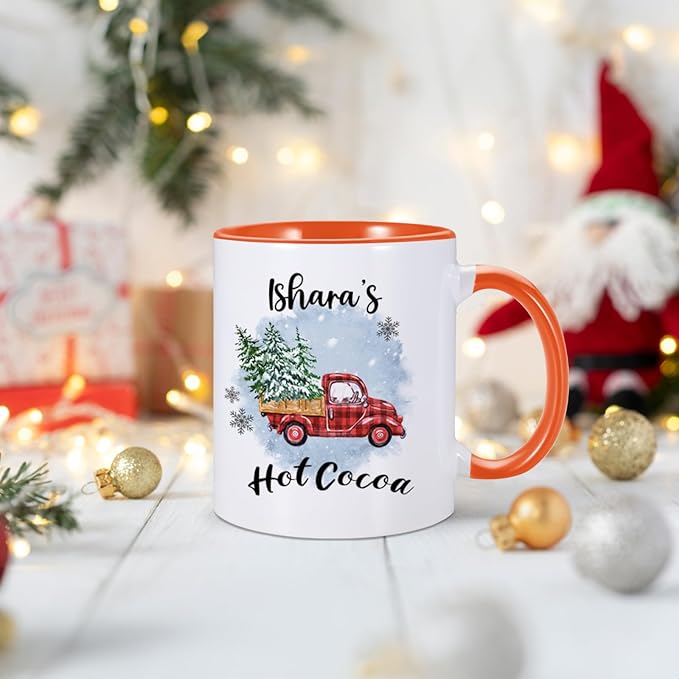 Custom Hot Cocoa Mugs Personalized Christmas Coffee Mugs with Name Customized Hot Chocolate Mug for Kids 11 oz Winter Holiday Cups Xmas Snowman Reindeer Mug Christmas Gifts for Family Boys Girls-CubbioJoy