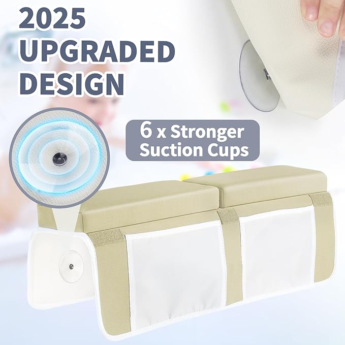 URMYWO Bath Kneeler and Elbow Rest Pad Set - 1.5" Thick Baby Bath Kneeler Pads with Toys Organizer, Anti-Slip Cozy Knee & Arm Support Bathtub Mat, Quick Dry Kneeling Pad for Baby Bath Time-CubbioJoy