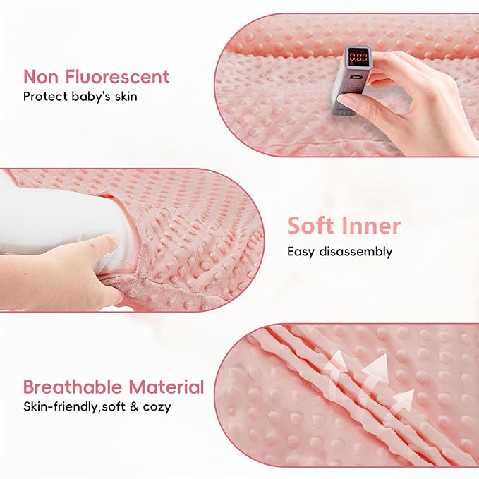 Baby Lounger for Newborn,Baby Nest for Newborn Soft Cotton Breathable for Playtime & Relaxation,Flat Babies Essentials Gifts Newborn Lounger for Boys & Girls 0-12 Months(Pink Bean)-CubbioJoy