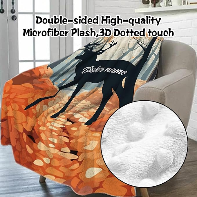 Custom Nursery Crib Bedding Set: Personalized Name 4 Piece Orange Sika Deer Design Baby Crib Sets for Baby Girls - Toddler Double Layer Blanket Set, Comfortable Crib Bed Sheets for Baby Toddlers-CubbioJoy