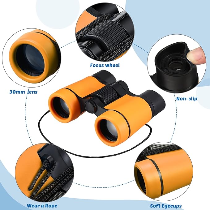 6 Pack Kids Binoculars Shock Proof Toy Binoculars Set for Age 3-12 Years Boys Girls Hunting Folding Small Telescope Birthday Gifts Bird Watching Educational Learning Camping Outdoor (Stylish Colors)-CubbioJoy