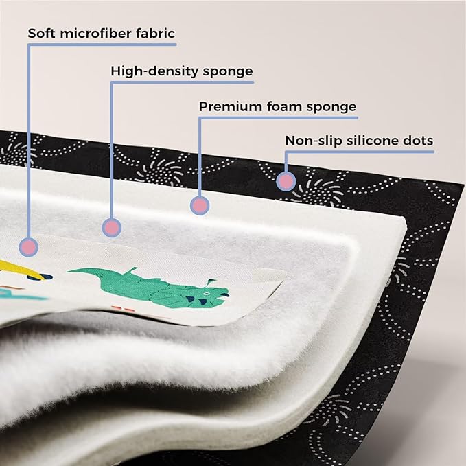 Baby Play Mat 71" X 59" Playpen Mat Upgraded Thicken Baby Floor Play Mat Non-Slip Cushioned Crawling Mat Waterproof Activity Playmats for Babies Toddlers Infants (71X59, Letter Dino)-CubbioJoy