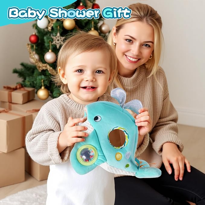 Koty Baby Toys 6-12 Months, Montessori Sensory Toys,My First Ocean Whale House Toy with 6 Sea Animals | Bell Shell, Squeaky Seahorse & Crinkle Paper | Baby Gift-CubbioJoy