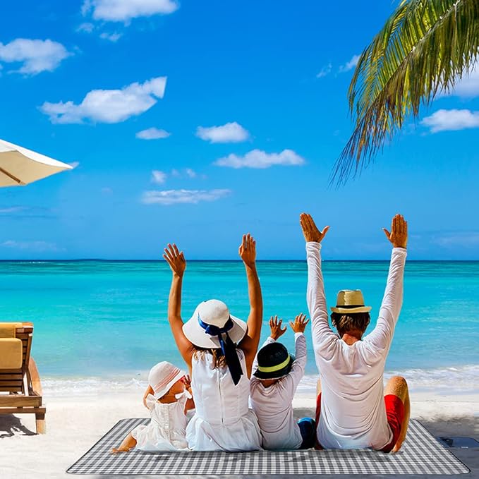 Beach Blanket Extra Large Picnic Mat Sand Free Waterproof Camping Blanket Easy Fold Carry Portable Travel Blanket Play Mat for Outdoor Indoor Hiking Festival BBQ Park Grass Lawn-CubbioJoy