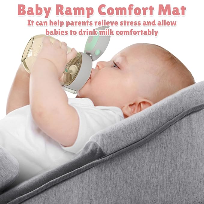 Baby Wedge Pillow for Infant with Safety Strap, Reflux Baby Pillow, Relief & Spit-Up Prevention, Removable Cover for Breastfeeding, Bottle Feeding-CubbioJoy