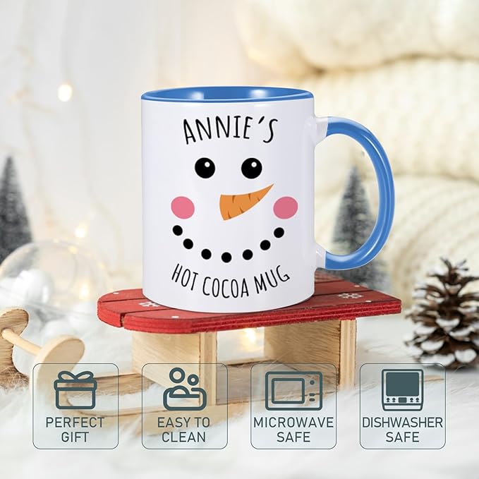 Custom Christmas Mugs Personalized Hot Cocoa Mug for Kids Snowman Hot Chocolate Mug Customized Winter Holiday Mugs 11 oz Christmas Ceramic Mug Xmas Gifts for Boys Girls Family Christmas Decorations-CubbioJoy