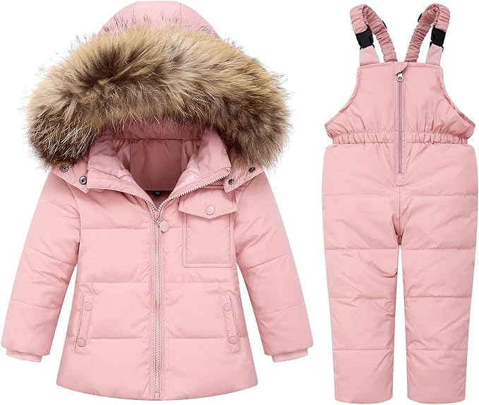 Baby Girl Winter Snowsuit Coat Boy Fur Snow Pants Bib Jacket For Toddler Clothes-CubbioJoy