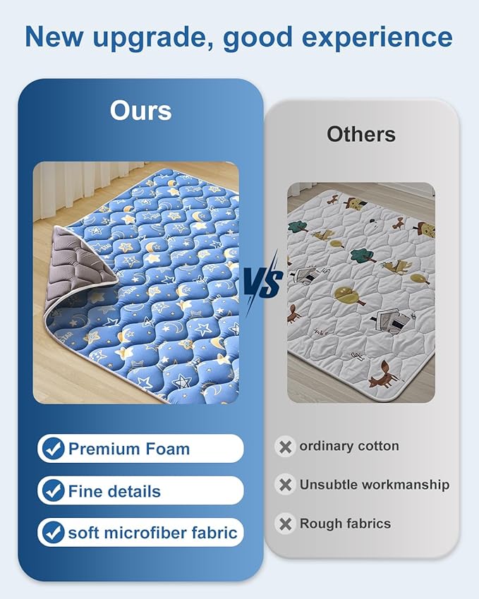 Odorless Premium Foam Baby Play Mat 79" x 59", Soft Microfiber Fabric Crawling Mat for Floor- Comfortable and Hypoallergenic, Non-Slip Cushioned Floor Playpen mat for Infants,Babies,Toddlers-CubbioJoy