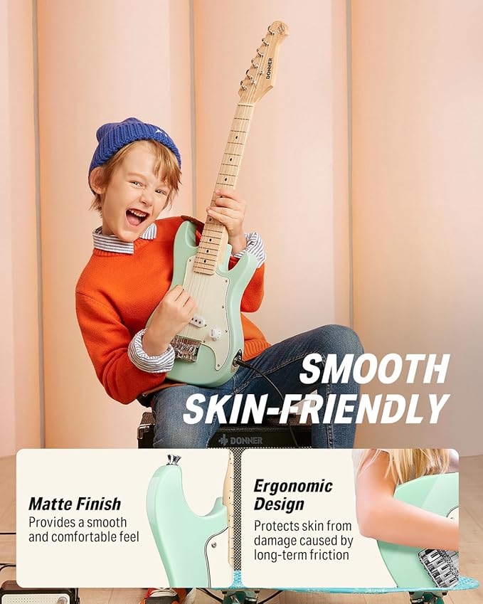 Donner 30 Inch Junior Electric Guitar Beginner Kit ST Style Mini Electric Guitar Starter Package for Teens with Amp, 600D Bag, Tuner, Picks, Cable, Strap, Extra Strings DSJ-100-CubbioJoy