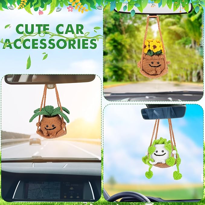 Crochet Kit for Beginners - 3 PCS Potted Plants Crochet Kit with Step-by-Step Video Tutorials, Beginner Crochet Kits for Adults Kids, Potted Plant with Swing Crocheting Set-CubbioJoy