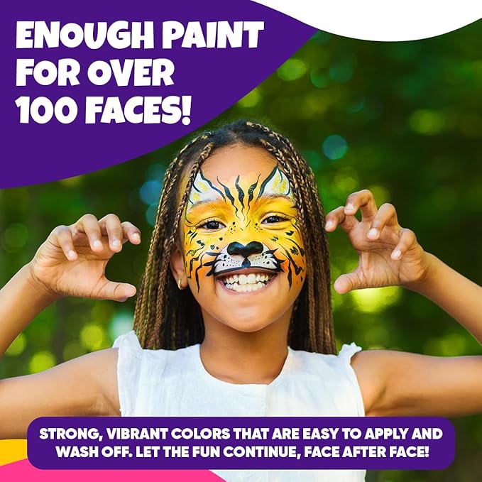 28 Color Face Painting Kit for Kids - Blue Squid Face Paint Kit Palette with 160pc accessories Stencils, Water Activated Non Toxic Washable Professional Facepaint body set Halloween Party Makeup-CubbioJoy