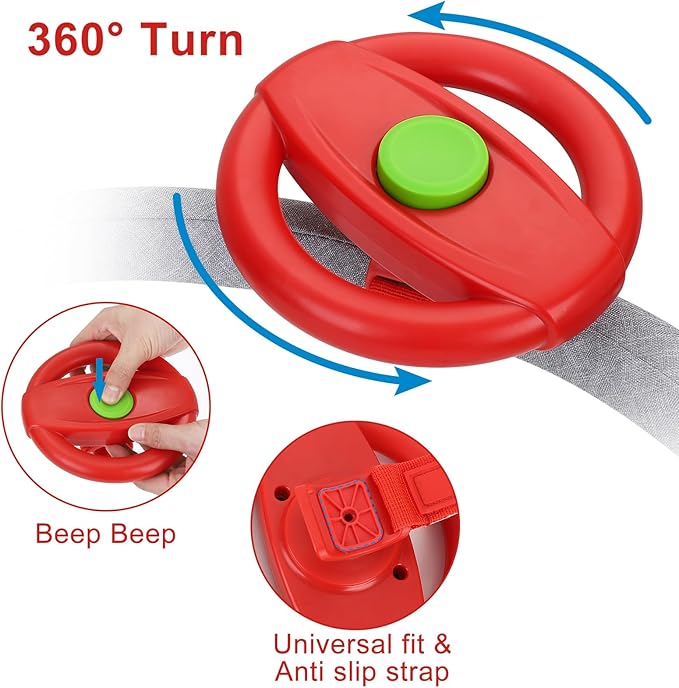 Accmor Stroller Steering Wheel Toy, Pretend Driving Simulated Steering Wheel for Baby Stroller Shopping Carts, Universal Detachable Funny Stroller Shopping Carts Toy Attachment Accessories-CubbioJoy