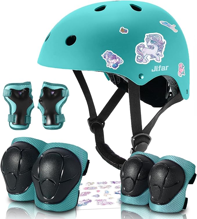 Adjustable Kids Bike Helmet with Knee & Elbow Pads Set, Color Gradient Design for Boys and Girls Aged 3-14+, for Skateboarding, Scooter, Roller & Inline Skating, Longboard-CubbioJoy