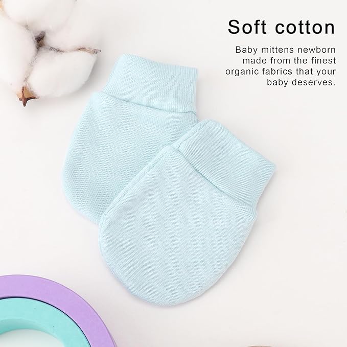 BQUBO 6 Pairs Newborn Baby Boys Girls Mittens 0-6 Months Unisex-Baby Infant Mittens Elastic No Scratch Wrist Gloves-CubbioJoy