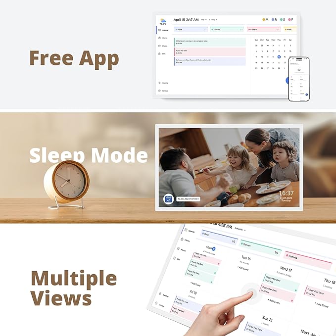 Dragon Touch 24 inch Digital Calendar Chore Chart – Interactive Touchscreen, Smart Family Planner, Hearth Display Desk Digital Calendar Seamless Scheduling-CubbioJoy