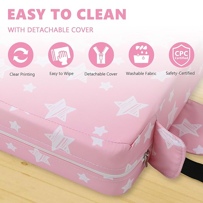 Booster Seat for Kitchen Chair with Adjustable Straps, Toddler Booster Seats for Dining Table Portable for Travel Camping Eating, Booster Cushion for Table for Baby Child Infant Kid Boy Girl-CubbioJoy