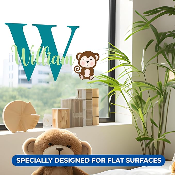 CRYPTONITE Personalized Name Jungle Animals Vinyl Wall Decor I Nursery Wall Decal for Baby Boy & Girl Decoration I Stickers for Kids I Multiple Options for Customization (D. Monkey)-CubbioJoy