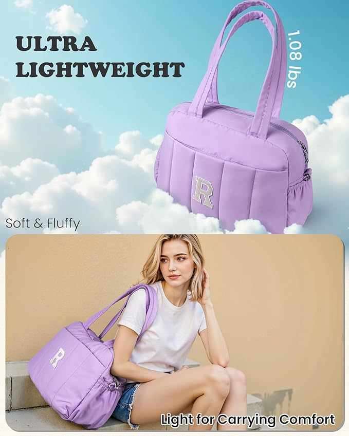 Initial Duffle Bag, Carry On Bags for Women，Overnight Bag with Wet Pocket，Monogram Gifts for Women-Lightweight Travel Bags Personalized Gym Tote with Makeup Pouch-CubbioJoy