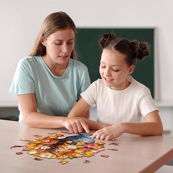 Jigfoxy Wooden Puzzles for Adults, The Vase Cat Wood Puzzles Adult, Unique Animal Shape Wooden Jigsaw Puzzles for Adults, Birthday Gifts for Puzzle Lovers, Family, Friend (S-7.4 * 7.7in-86pcs)-CubbioJoy