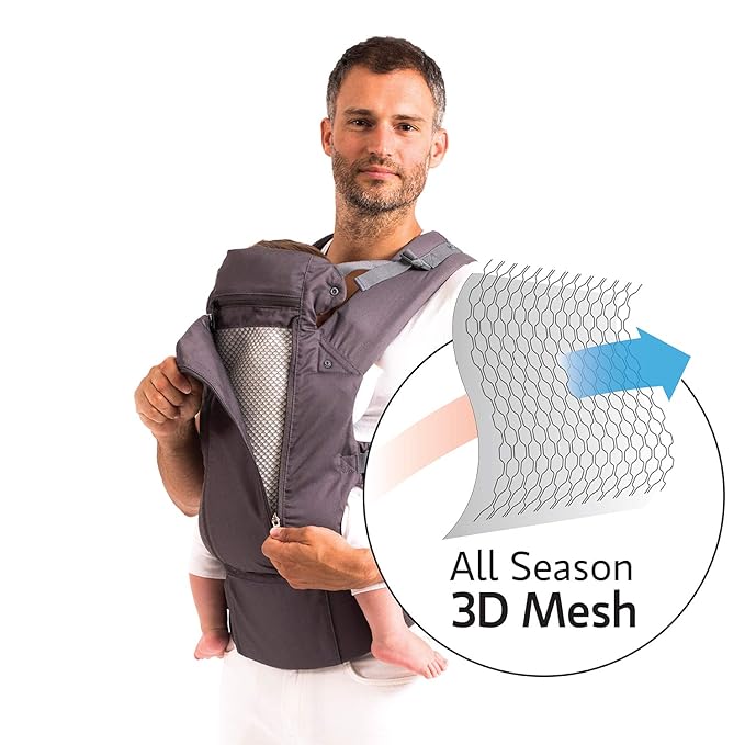 Beco Baby Carrier 8 Hybrid Newborn to Toddler Carrier (7-45lbs) - All in 1 Mesh Toddler Carrier - Baby Carrier Backpack, Front and Hip Carrier with Adjustable Seat - Cooling Ergonomic Carrier (Iris)-CubbioJoy