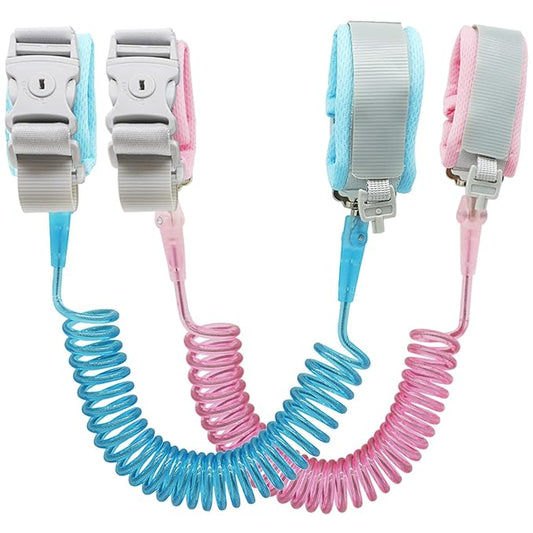 Anti Lost Wrist Link (8.2ft), Socub Toddler Leash Wrist for Kids Child Safety with Key Lock, 2 Pack, Pink and Blue-CubbioJoy